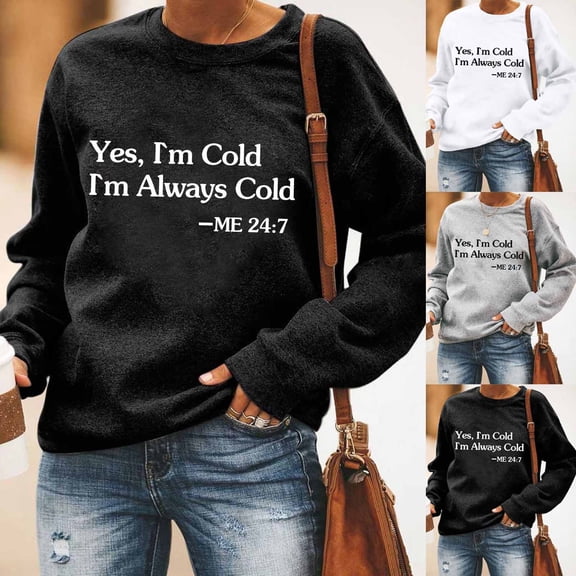 Jsaierl Funny Letter Sweatshirts for Women Loose Fit Solid Color Crewneck Sweatshirt Athletic Pullover Comfort Long Sleeve Tops Winter Fashion XS-XL