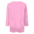 thumbnail image 5 of YEJIMAN Short Sleeve T-shirt, Pink Shirt Women Trendy, Women's Round Neck Printed Seven Sleeve Casual T Shirt Top, Big & Tall, 5 of 5
