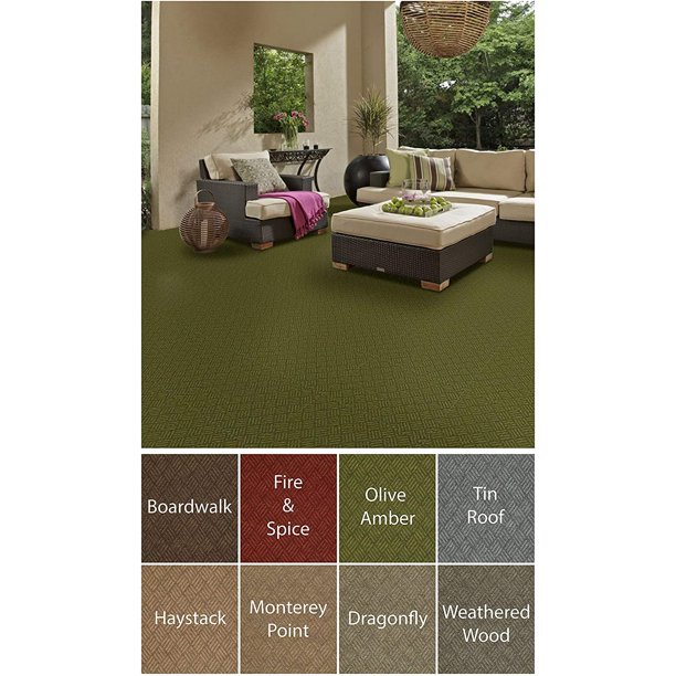 3'x14' Olive Amber Indoor Outdoor Area Rug Carpet Runners with a Premium Fabric Finished Edges