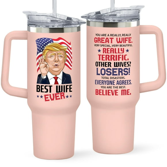 Vaso Mocosweeties To My Wife de acero inoxidable de 1,18 L, color rosa