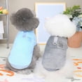 thumbnail image 4 of Paquete de 2 suéteres para perros con anillo de arnés, suéteres cálidos de lana para cachorros, ropa de invierno para mascotas, ropa con orificio para correa (azul + gris), 4 of 5