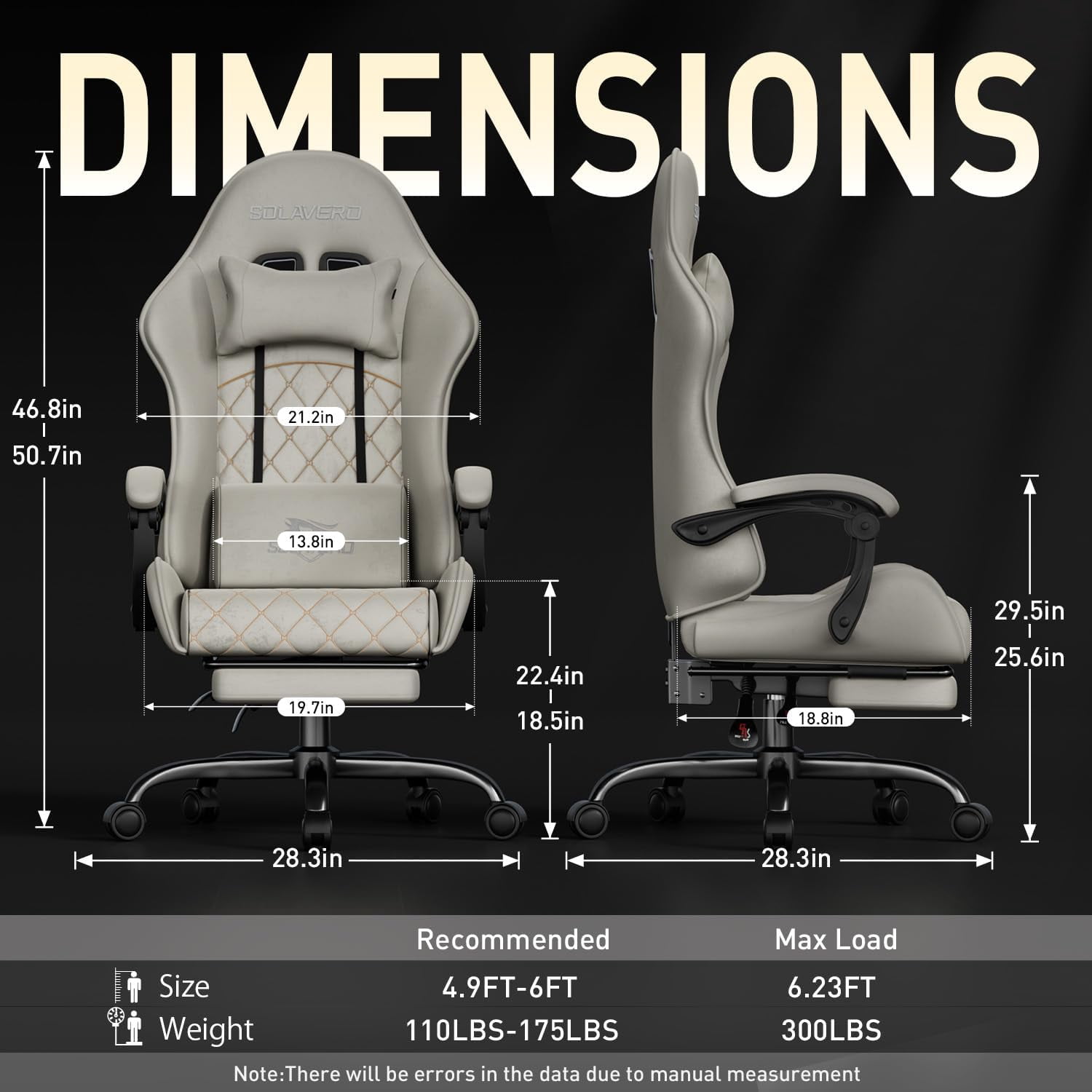 HLDIRECT Gaming Chair, Ergonomic Fabric Gamer Chair, Video Game Chair with Footrest and Massage Lumbar Cushion, Computer Office Chair