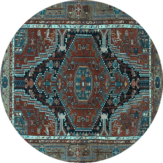 Ahgly Company Indoor Round Persian Light Blue Traditional Area Rugs, 7' Round