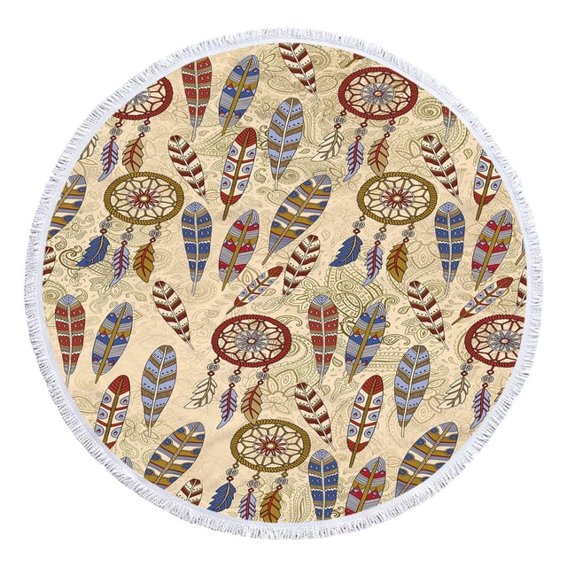 Serviette de Plage Ronde en Microfibre Imprimée Super Colorée Serviette de Bain Anti-Sable Couverture de Plage Tapis de Plage Serviette Multi-Usage pour Voyage Piscine