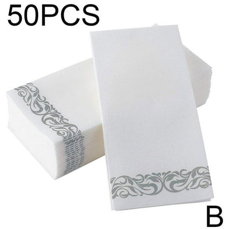 

50pcs Disposable Towels Table Paper Napkins Elegant Tissue Vintage Towel White Foil Gold Birthday Wedding Party Home Decor B4S1