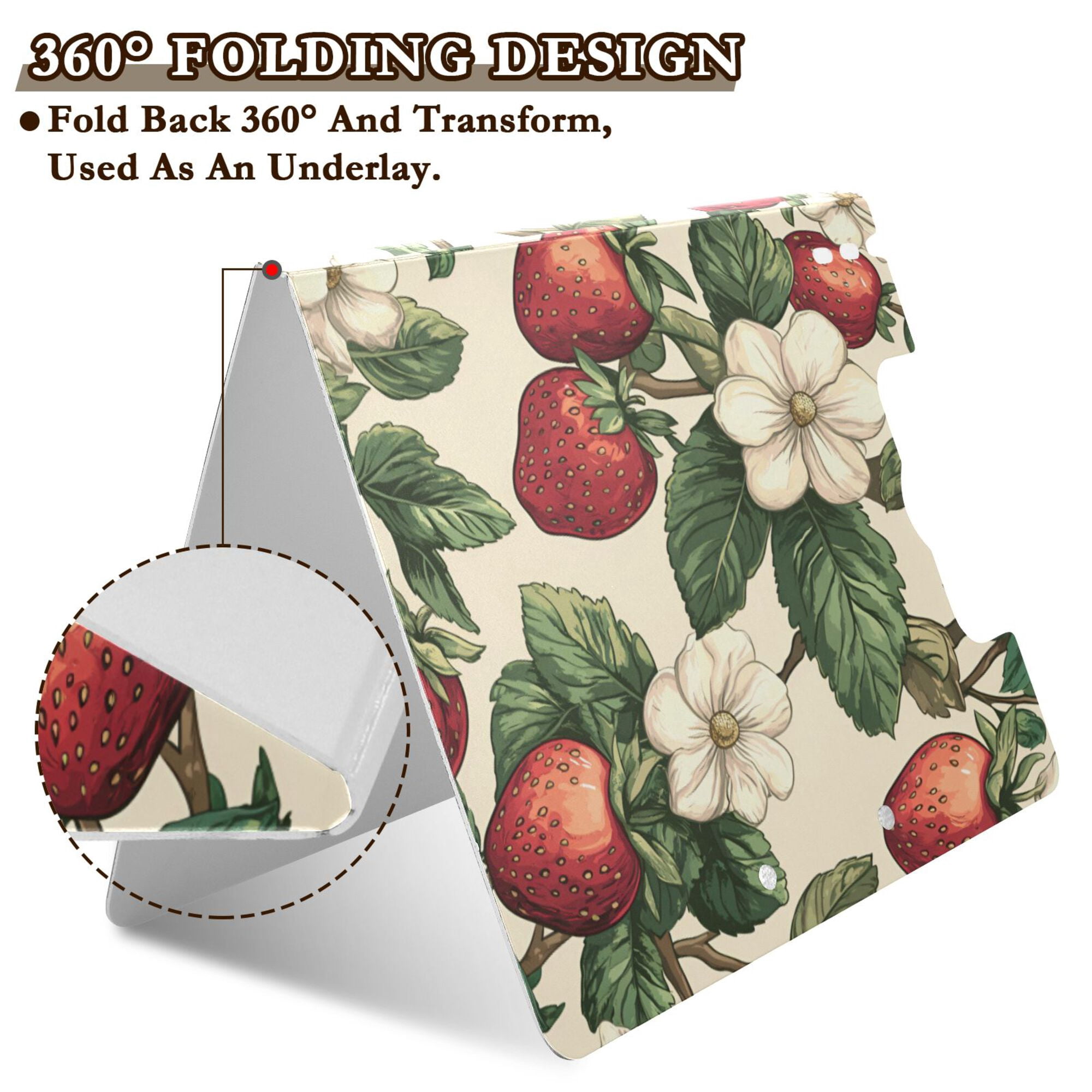 FORMRS A4 Clipboard Folder with Pen Holder Horizontal Foldable School Office Binder, Beige Strawberry