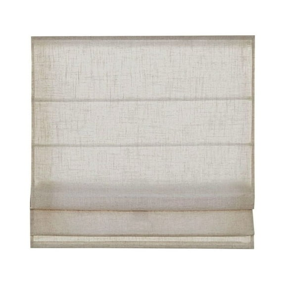 Gracie Mills Eulalie Cordless Roman Shade Soft White Lightweight Linen Blend 14979