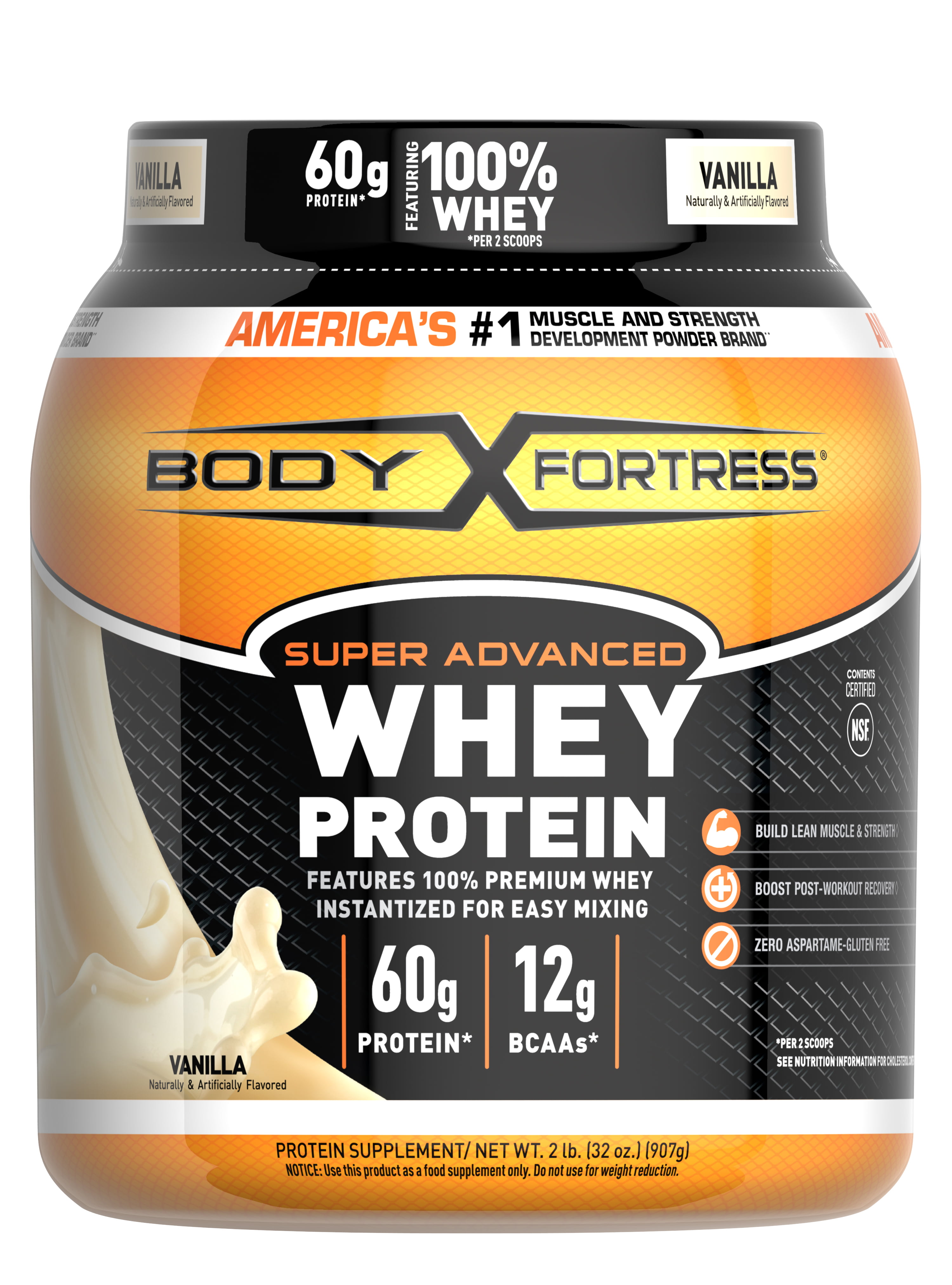 Heerlijk Centimeter half acht Body Fortress Super Advanced Whey Protein, Vanilla, Protein Supplement  Powder to Build Lean Muscle & Strength*, 2lb Jar (Packaging May Vary) -  Walmart.com