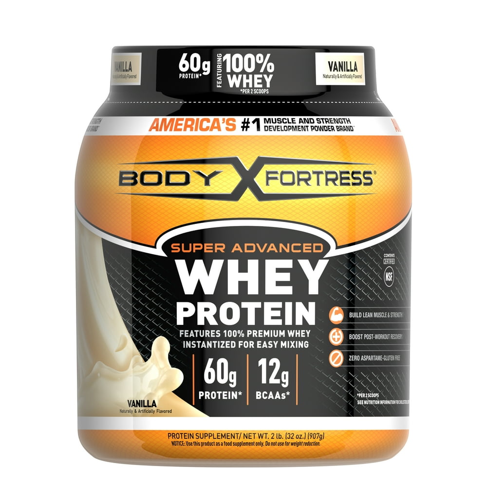Body Fortress Whey Protein Powder, Vanilla, 60g Protein, 2 Lb Walmart