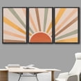 thumbnail image 3 of IDEA4WALL Framed Canvas Print Wall Art Set of 3 Geometric Shining Sun with Multicolor Rays of Light Astronomy & Space Sky Abstract Mid-Century Modern Art for Home Decor - Black 24"x36"x3, 3 of 5