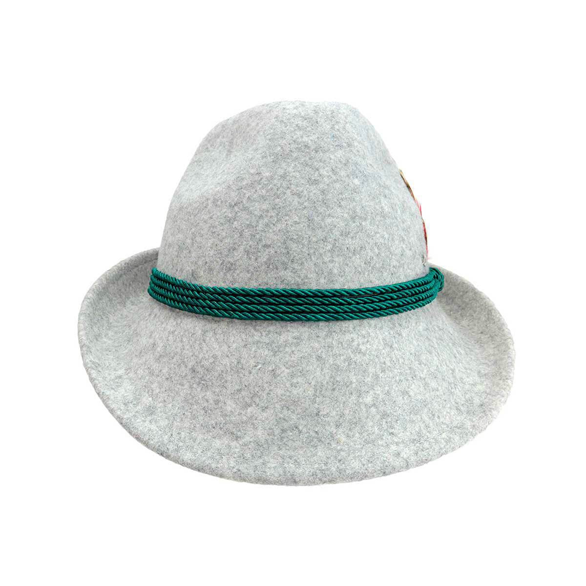 Bavarian German Alpine Wool Gray Hat with Feather & Edelweiss Hat | Oktoberfest Fedora Hat for Men & Women | L