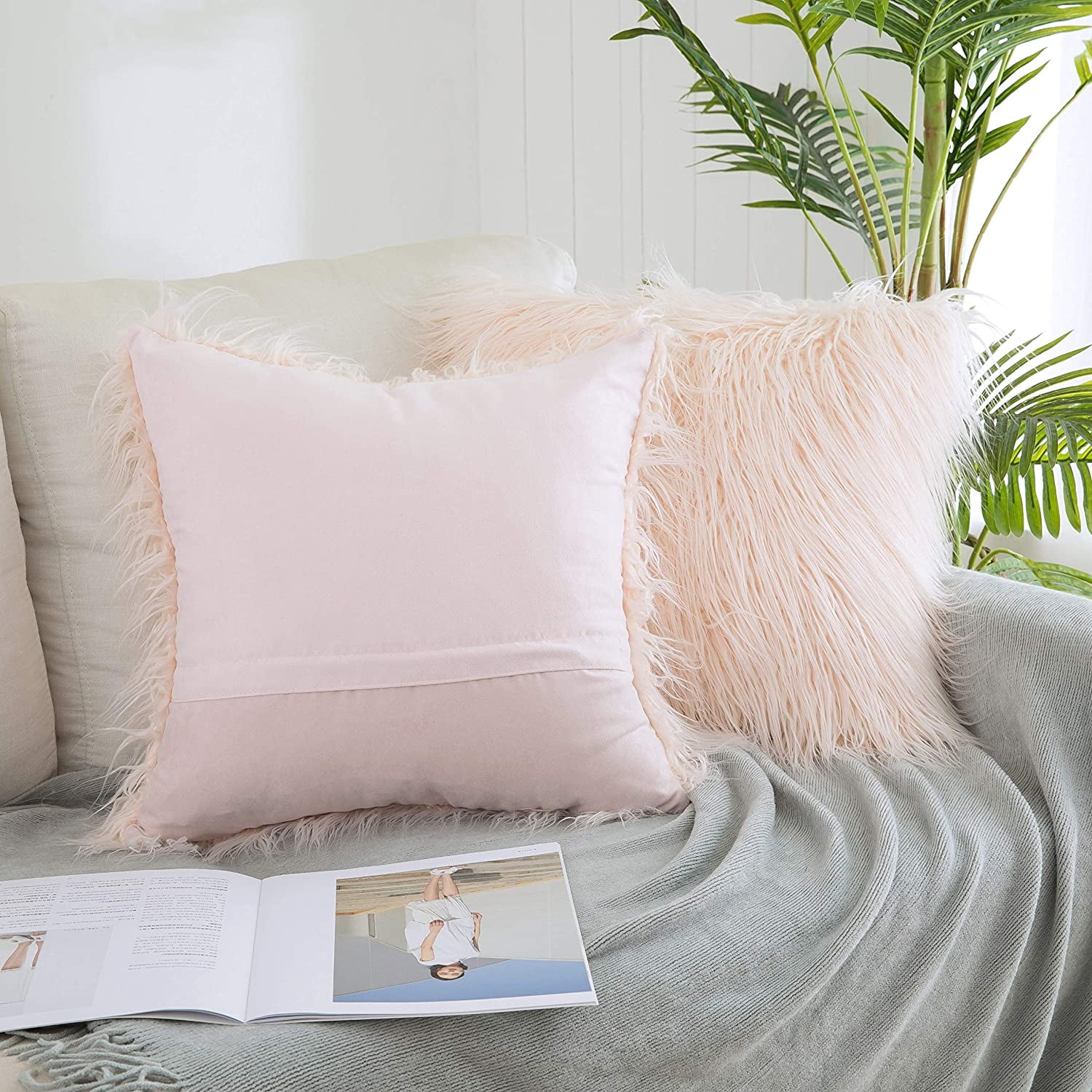 Decorative New Luxury Series Merino Style Coral Pink Fur Fuzzy