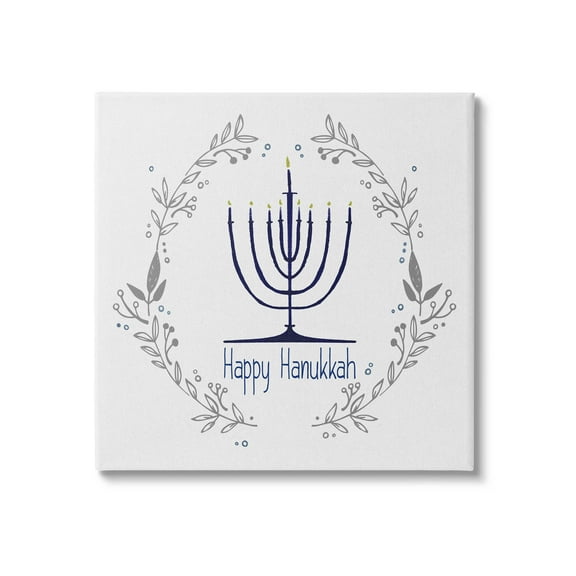 Stupell Industries Happy Hanukkah Botanical Wreath Graphic Art Gallery Wrapped Canvas Print Wall Art, Design by Susan Jill