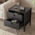 thumbnail image 6 of FURNIWAY Nightstand Set of 2, Black Modern Bedside Tables with 2 Drawers, Fluted Wooden Storage Cabinets with Matte Black Handles, End Tables for Bedroom,Living Room,Hallway, 6 of 6