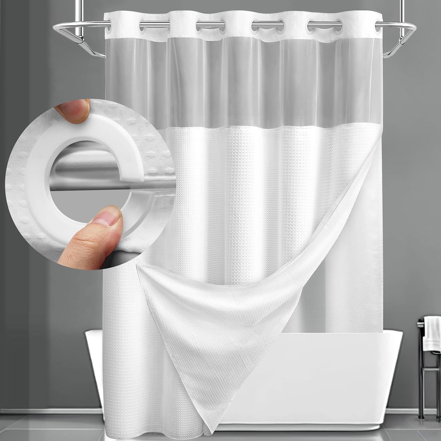 DawnJoanHD Waffle Weave Shower Curtain, 72x75" photo 1