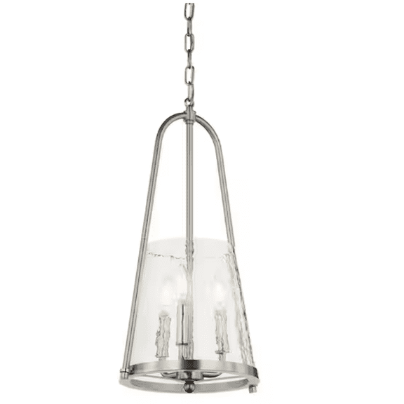 Nerine 3-Light Brushed Nickel Foyer Pendant with Hammered Glass