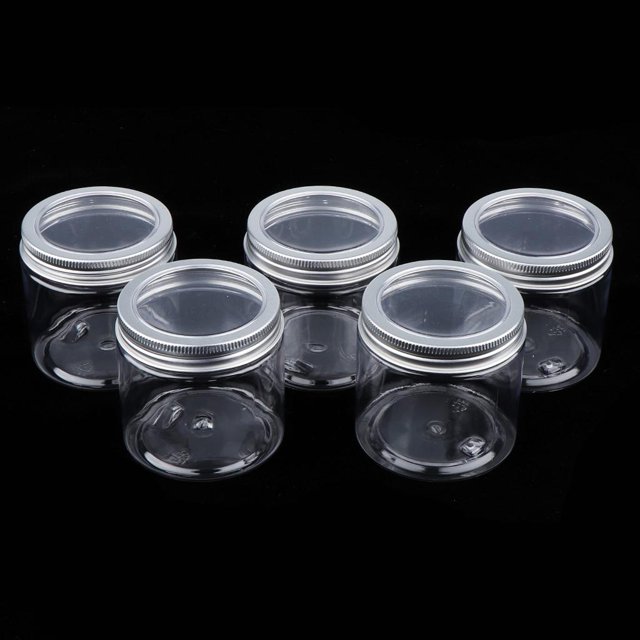 5 Frascos vacíos de cosmético cremas PET plástico y tapa 200 ml Colcomx