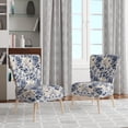 thumbnail image 2 of Designart "Victorian Rococo Charm In Cobalt Blue II" Chaise d'Appoint Florale Bleue - Fauteuil Cottage pour Chambre, 2 of 7