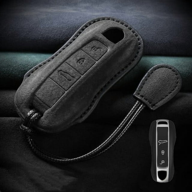 Car Key Fob Cover Case Protector Suede Leather Car Key Fob Case Cover Bag For Porsche Cayenne Panamera Taycan 911