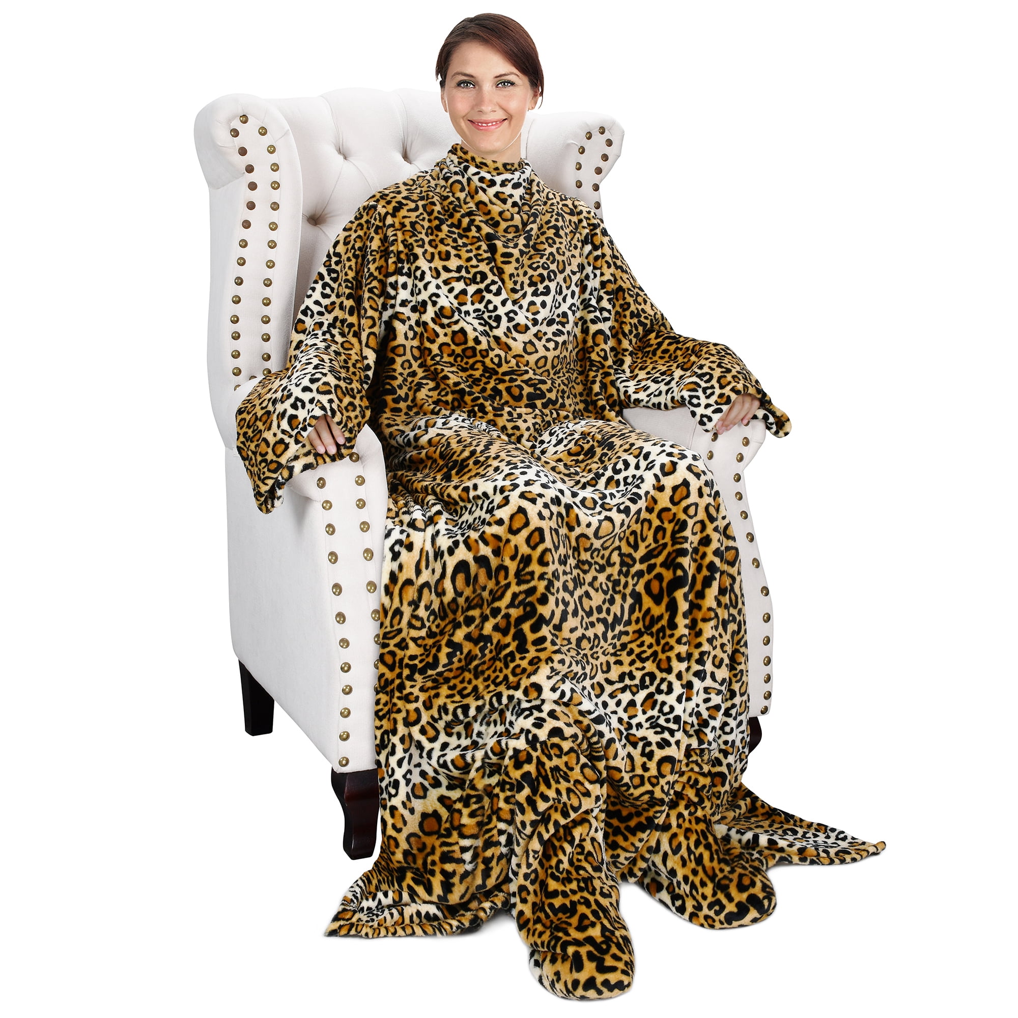 Catalonia Wearable TV Blanket with Sleeves Arms & Feet pockets for Adult Micro Plush Fleece Large Wrap Throw Robe 75 x 5