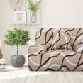thumbnail image 2 of PiccoCasa Stretch Spandex Sofa Slipcover for 1 Seater, White Brown Beige Line Small, 2 of 6