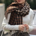 thumbnail image 4 of Bibifish womens Houndstooth Scarf Warm Classic Retro Pattern Fringed Hem Thick Textured Neck Wrap Winter fall outings & Commute Outfits, 4 of 6