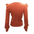 thumbnail image 4 of MESSUEN Crew Neck Sweater for Women Ruffle Tops for Women Pull Over Sweaters Womens Basic Tank Top Summer Shirts for Women Tops for Women Womens Fall Sweaters Orange M, 4 of 5