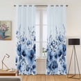thumbnail image 2 of Blue Blooms Floral Kitchen Curtains Window Panels, Spring Flowers Botanical Blue Ombre Insulated Window Treatment Curtain, Grommet Curtains for Bedroom/Living Room/Bathroom, 2 Piece 42"Wx84"L, 2 of 8