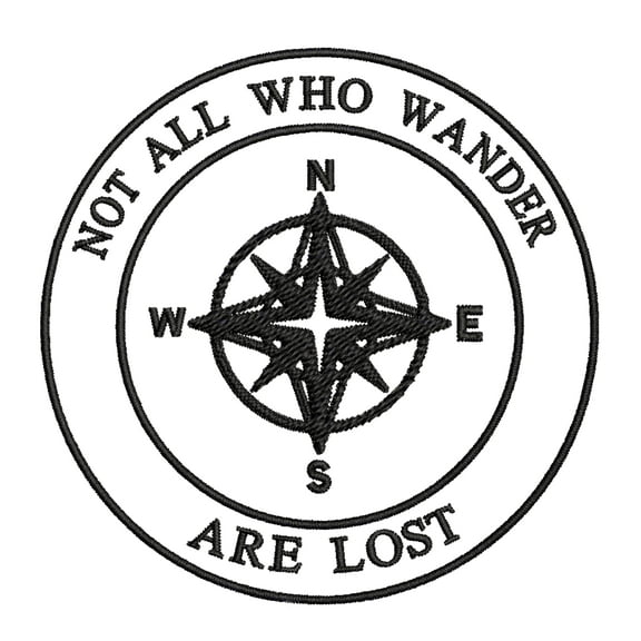 Not All Who Wander Compass Embroidered Patch Iron/SewOn Applique Travel Souvenir