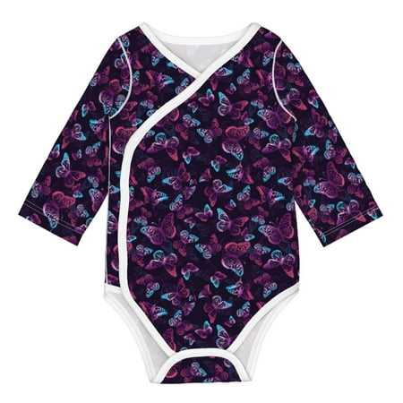 

Coaee Purple Butterfly for Soft Cotton Baby Long-Sleeve Bodysuit Girls Boys Bodysuit Romper