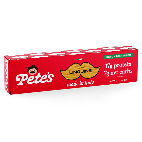 Pete's Pasta Linguine - 7g Low Carb, 17g High Protein - Authentic Italian Keto Wheat Pasta - 1 Pack, 8oz.