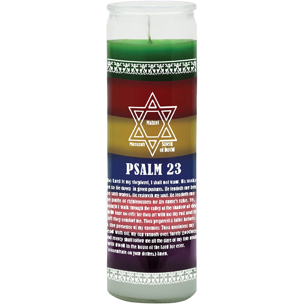 Indio 7 Day Glass Candle 23rd Psalm 7 Colors