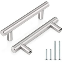 10 Pack | 4'' Solid Cabinet Pulls Brushed Nickel Stainless Steel Kitchen Cupboard Handles, Euro T Bar Stainless Steel Kitchen Drawer Pulls Bathroom/Bedroom/Wardrobe Cabinet Hardware,Christmas Gifts
