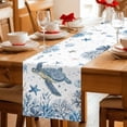 thumbnail image 5 of Blue Sea Turtles Table Runner 72 Inches, Coastal Ocean Sea Starfish Coral Shells Bed Runner Dresser Scarves Tabletop for Indoor Outdoor Parties/Ceremony/Banquet, 16" x 72", 5 of 9
