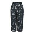 thumbnail image 4 of Odeerbi Capris Pants for Women 2025 Casual Floral Printed High Waist Straight Cropped Pants Gray, 4 of 8