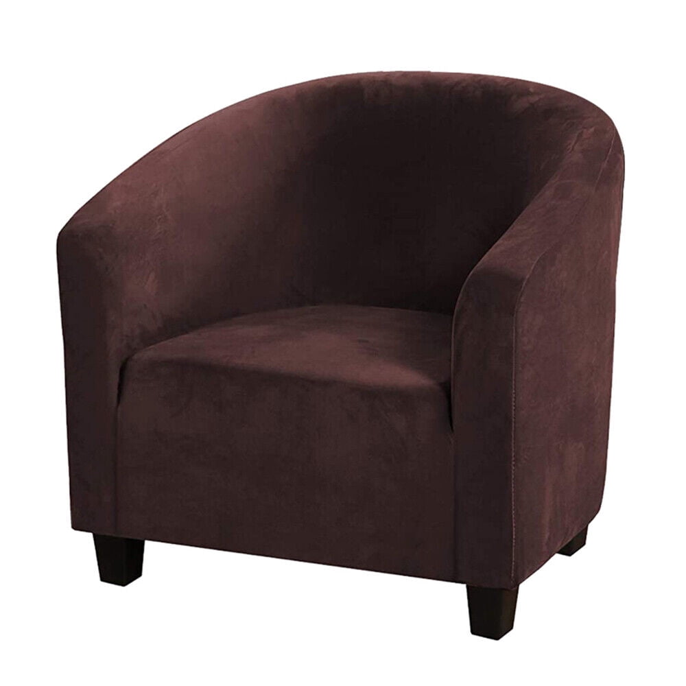 TOPCHANCES Tub Chair Covers for Armchairs, Tub Sofa Slipcover, Polyester Club Chair Slipcover, Stretch Armchair Slipcover for Dining Living Room Office Reception, Brown, 2 Pack