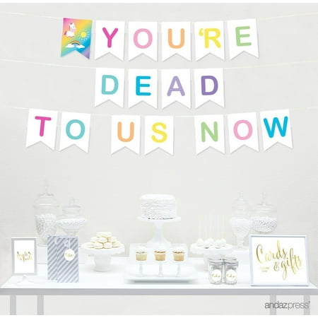 Funny Farewell Retirement Party Decorations, You're Dead to Us Now, Hanging Pennant Paper Banner with String, Approx. 5-Feet, 1-Set