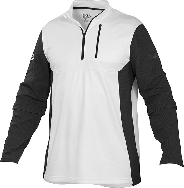 Rawlings Youth QuarterZip Fleece Pullover, White/Black Large