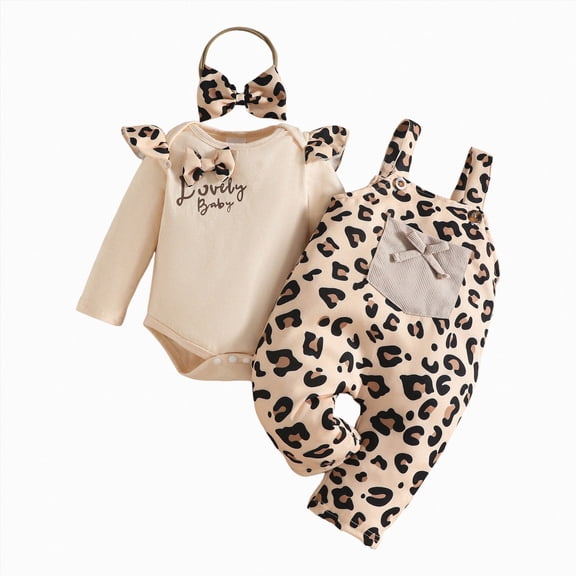 Staki Toddler Girl Outfit Newborn Baby Girl Clothes Outfits Bodysuit Pants Headband Set Fall Infant Baby Girl Long Sleeve Jumpsuit Bodysuit Cute Long Pant Headband Set 0 3 Months(Beige, 0-3 Months)