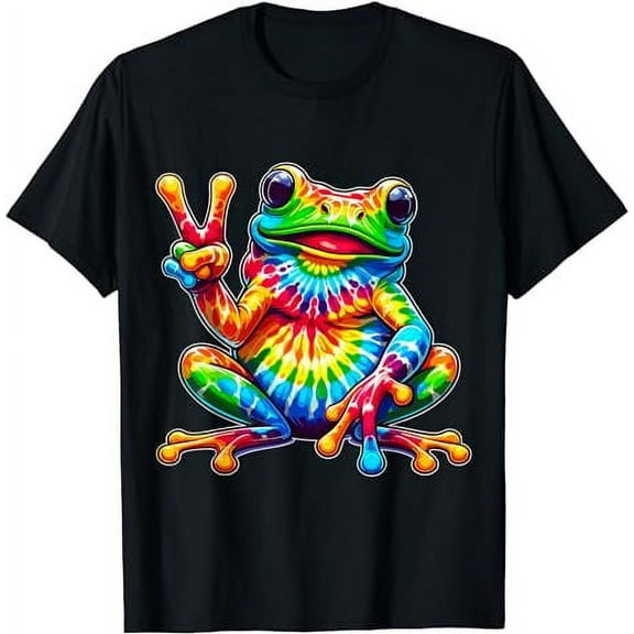Tie-Dye Frog Peace Sign Hippie T-Shirt