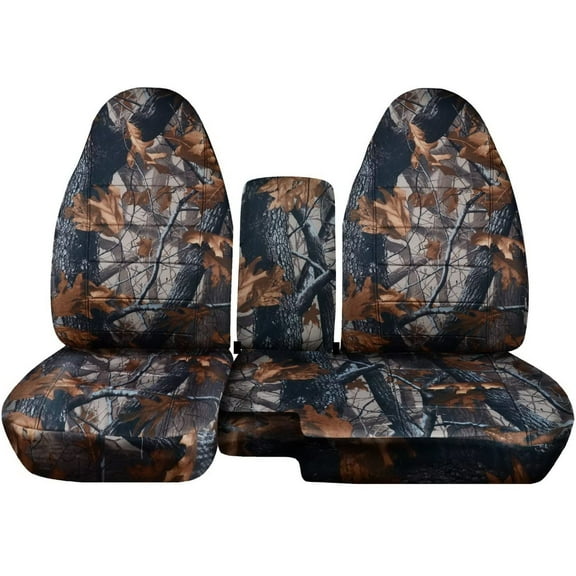 Fits 2004-2012 Ford Ranger Camo Seat Covers 60/40 Bench Opening Console Gray Tree