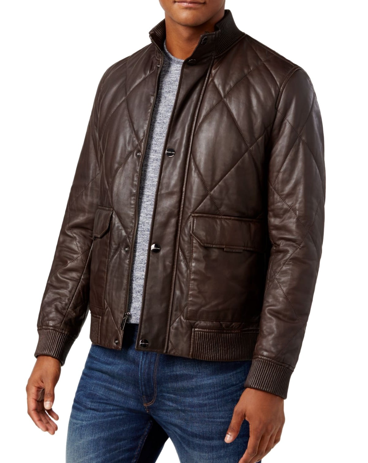 Michael Kors New Brown Mens Size Medium M Motorcycle Leather Jacket