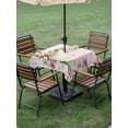 thumbnail image 3 of Outdoor Tablecloth with Umbrella Hole and Zipper, Easter Cute Bunny Square Table Cloth 54x54 Inch Waterproof Tablecloth, Colorful Eggs Spring Daisy Flowers Pink Plaid Picnic Table Cover for Patio, 3 of 7