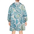 thumbnail image 2 of Wearable Oversized Blanket,Blue Pioneer Flower Wearable Blanket Hoodie for Adults,Cozy Hooded Blankets with Super Pockets,Super Warm Fuzzy Pullover for Women & Men, 2 of 6