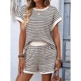 thumbnail image 5 of Women'S Summer 2 Piece Sets Striped Short Sleeve T Shirts and Shorts Loungewear Matching Set Color M, 5 of 9
