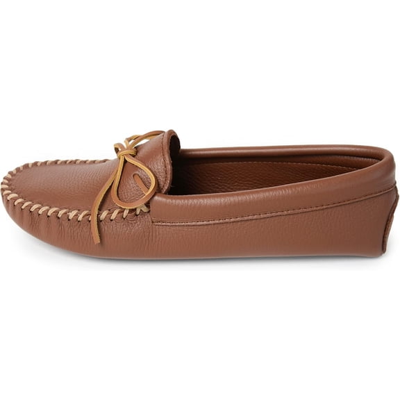 Minnetonka Men's Double Deerskin Soft Leather Sole, Caramel, 7 M