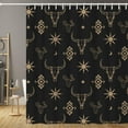 thumbnail image 6 of Western Bull Skull Shower Curtain Boho Cow Longhorn Skull Head Cactus Bohemian Black and Gold Shower Curtain with Hooks 72x72 Inch Waterproof Polyester Bathroom Curtain (Black Gold Bull Skull), 6 of 6