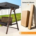 thumbnail image 3 of Ktaxon 2-Seater Wooden Patio Swing with Canopy & Cushion, Outdoor Porch Swing Chair with Solid Fir Wood Frame for Backyard Garden, Black, 3 of 7