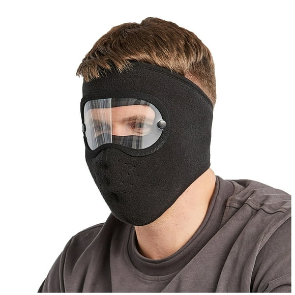 WTXUE Ski Mask, Unisex Winter Ears and Eyes Outdoor Anti-Fog Goggles Warm Face Mask, Black