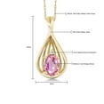 thumbnail image 4 of Gem Stone King 10K Yellow Gold Pink Sapphire and White Diamond Teardrop Pendant Necklace for Women (0.55 Cttw, Gemstone September Birthstone, Oval 6X4MM, with 18 inch Chain), 4 of 4